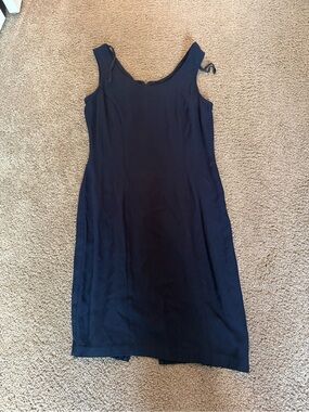 Vintage navy blue Sleeveless Sheath Dress